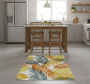 Palm Kitchen Vinyl Rug With Hand-drawn Tropical Leaves