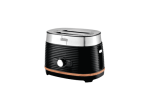 Sunbeam S S Black Ribbed + Wood Trim Effect Toaster