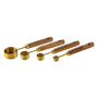 4 Piece Chrome Gold Measuring Cups Set Wooden Handle