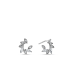 Sterling Silver Cubic Zirconia Petal Stud Earrings