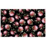 Pink Proteas On Black Rectangle Tablecloth