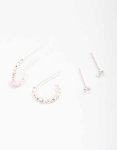 Sterling Silver Cubic Zirconia Stud & Hoop Earring Pack