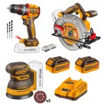 Incco Combo 20V Ps 3 Pcs Kit Drill c-saw sander