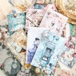 50 Sheets Vintage Dream Waltz Series Decorative Paper Set - Mixed Color Floral & Classic Figure Designs For Scrapbooking Journal