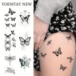 1 PC Simple Style Classic Waterproof Temporary Tattoo Sticker Hollow Butterfly Flower Dragonfly Rabbit Pattern Arm Leg Shoulder