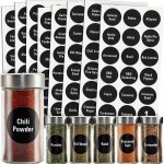 144PCS Kitchen Round 3.81 Cm Spice Jar Labels Preprinted Chalkboard Seasoning Spice Labels Stickers + Numbers For Kitchen Organi