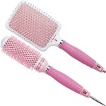 Olivia Garden Nanothermic Ceramic & Ion Breast Cancer Awareness Light & Dark Pink Brush Collection