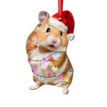 Christmas Ornament - Wooden 2-SIDE Printed Hamster Hanging For Tree Xmas Decoration Gift For Hamster Lovers