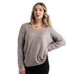 Diamante Tiger Stripe Knit Top - Taupe L xl