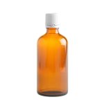 100ML Amber Glass Bottle With Slow Flow Dropper Cap - White