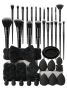 24 Piece Beauty Tool Set With 22 Makeup Brushes - Black