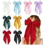 2PCS Sweet Fresh Basic Elegant Versatile Ribbon Bow Barrettes Women Girls Princess Style Casual Leisure Hair Accessories Gift Ph