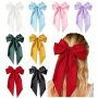 2pcs Sweet Fresh Basic Elegant Versatile Ribbon Bow Barrettes Women Girls Princess Style Casual Leisure Hair Accessories Gift Photo Props