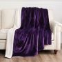 Nu Dekor - Reversible Sherpa Soft Fleece Throw Blanket - Purple - 180X200CM