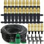 5M-30M Outdoor Misting Cooling System Garden Irrigation Watering 1/4'' Brass Atomizer Nozzles 4/7mm Hose For Patio Greenhouse