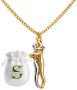 Stainless Steel Two-tone Couple Hug Pendant Necklace Set