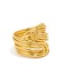 Waterproof Gold Plated Stainless Steel Chunky Lined Wrap Ring - M/l