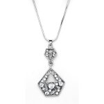 Silver Tone Geometric Pendant With Crystals