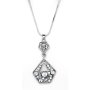Silver Tone Geometric Pendant With Crystals