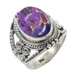 Sterling Silver 925 Ring For Women &s Purple Copper Turquoise Ring Sterling Silver Cocktail Ring Bezel Set Gemstone Ring