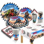 Motocross Party Supplies: Dirt Bike Decorations Plates Set For 20 Dirt Bike Birthday Supplies With Dinner Plates Dessert Plates