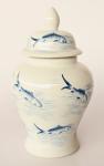 Blue & White Ginger Jar – Fish Design – 41X21CM