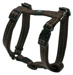 Rogz Utility Medium 16mm Snake Dog H-harness Chocolate Reflective