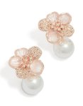 Rose Gold Plated Cubic Zirconia Pearl & Butterfly Oval Hook Earrings