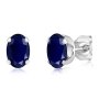 1.10 Ct Oval Natural Blue Sapphire 925 Sterling Silver Stud Earrings 6X4MM