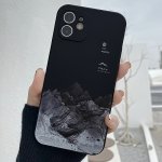 Suitable For Iphone Black Straight Edge Large Mountain Anti-fall Phone Case