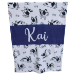 Personalised Fleece Blanket French Bulldog Black Navy White