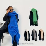 Solid Color Plush Warm Chunky Scarf Long Simple Large Thickened Tassel Shawl Winter Outdoor Windproof Coldproof Female Scarf
