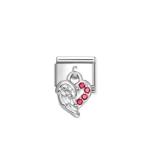 Composable Classic Link Pendant Angel Wings Red Stones