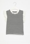 PoP Candy Frilled Sleeve Striped Top - Black & White