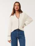 Liza Longsleeve Tipping Shirt - 16 Porcelain