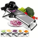1 Set Stainless Steel Vegetable Slicer With 5 Blades Adjustable Mandoline Slicer Professional Vegetable Grater Onion Graters Pot