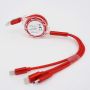 USB Charging Cable Retractable 3-IN-1 Red