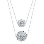 Necklace 925 Sterling Silver Chain Rhinestone Ball Pendant