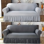 1PC Elastic Sofa Cover Solid Color Couch Cover With Skirt Universal For All Seasons Elastic Sofa Slipcover For Living Room Offic