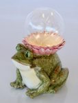 Frog With LED Glass Ball – 19X12CM