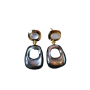 Sterling Silver Black Mother-of-pearl Earrings With Natural White Crystal