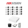 Hikvision Smart Hybrid Light 16 Channel System With 2MP Audio Cameras - Full House - Standard Kit - Upgrade To Ups Psu With 7AH