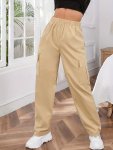 Flap Pockets Wide Leg Cargo Pants Casual Loose Pants For Spring & Summer Women's Clothing
