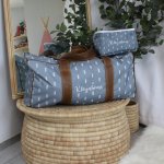 Travel Bag Hospital Bag Duffel Bag Blue With Little Stripes