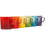 Rainbow Stoneware Mug Set - 6 Piece Vibrant Gradient Coffee Cups 350ML