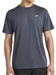 Reebok Men's Lightning Short Sleeve Crewneck T-Shirt Standard Fit Breathable Stretch Poly Fabric Ebony Heather XL