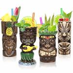 Suprobarware Tiki Mugs Set Of 4 Ceramic Hawaiian Party Mugs Large Drinkware Tiki Party Cups For Cocktails Tropical Barware Drink