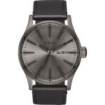 Nixon Sentry Leather Mens Watch - Gunmetal Black