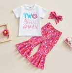 Two Sweet Donuts T-Shirt With Bell Bottoms And Headband