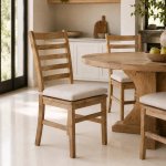 Slatted Mango Wood Dining Chair With Cushion
